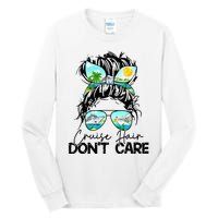 Cruise Hair Don't Care Messy Bun Ship Cruising Trip Tall Long Sleeve T-Shirt