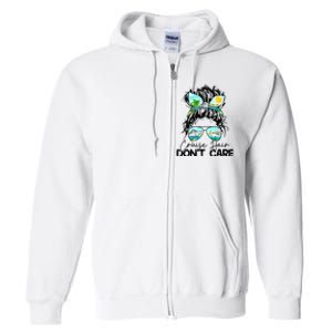 Cruise Hair Don't Care Messy Bun Ship Cruising Trip Full Zip Hoodie