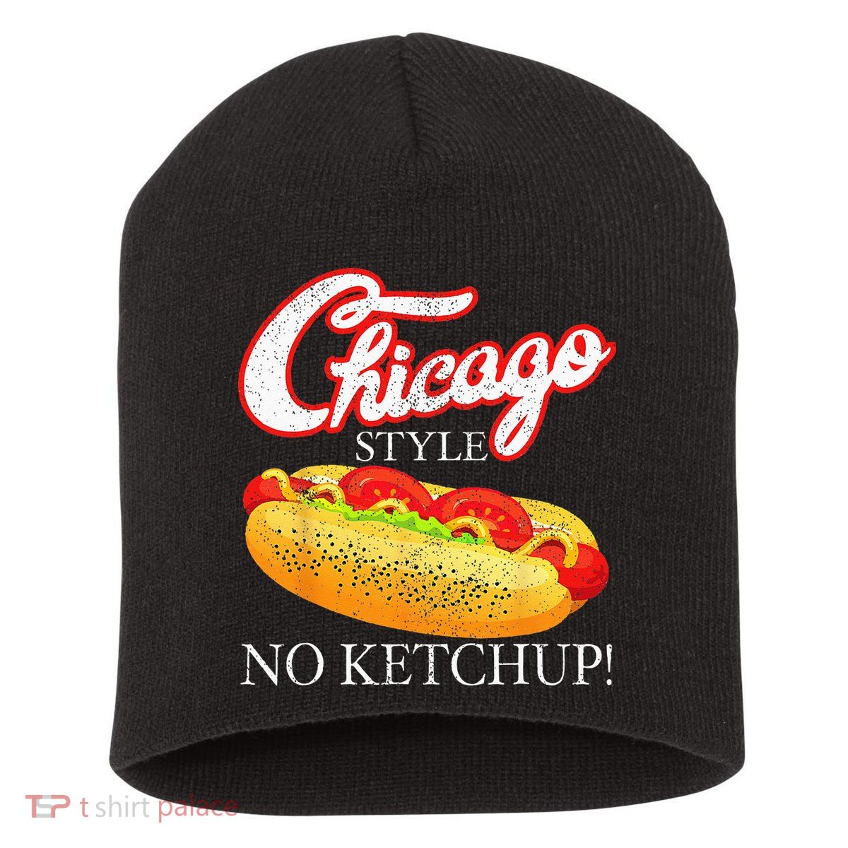 Chicago Hot Dog Summer Style 4th Of July No Ketchup Gift Short Acrylic Beanie
