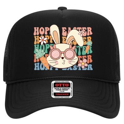 Cute Hoppy Easter High Crown Mesh Back Trucker Hat