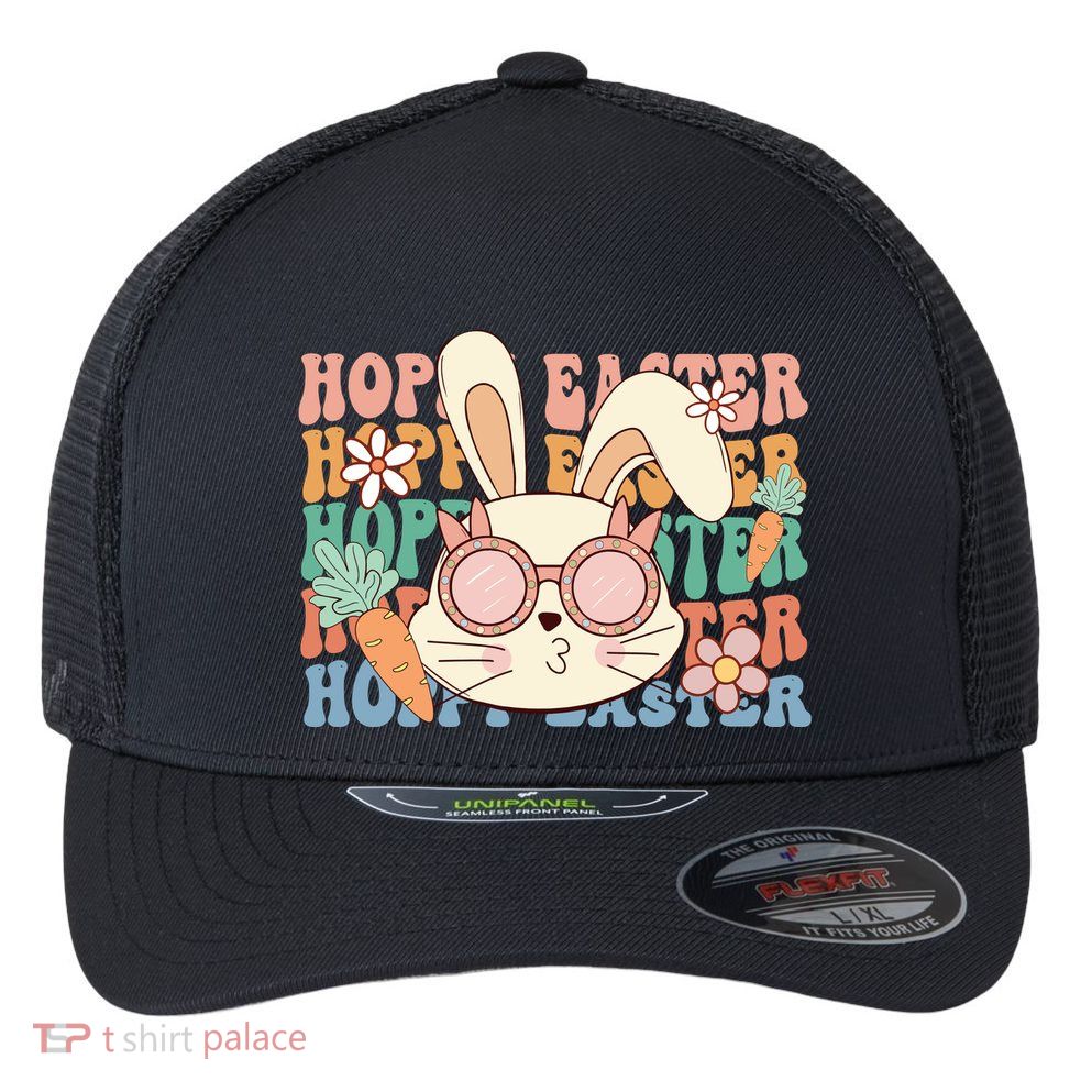 Cute Hoppy Easter Flexfit Unipanel Trucker Cap