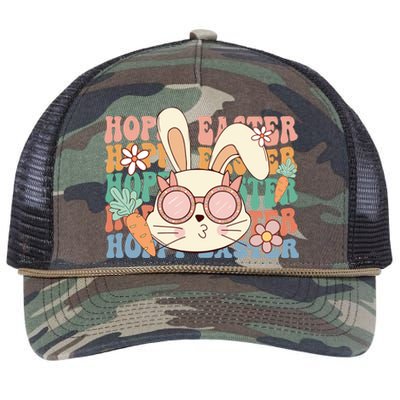 Cute Hoppy Easter Retro Rope Trucker Hat Cap