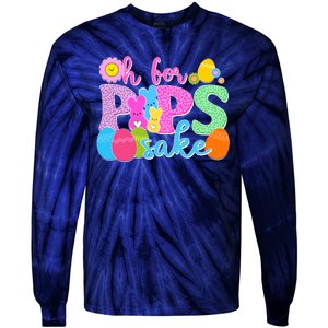 Cute Happy Easter Oh For Peeps Sake Marshmallow Bunnies Tie-Dye Long Sleeve Shirt