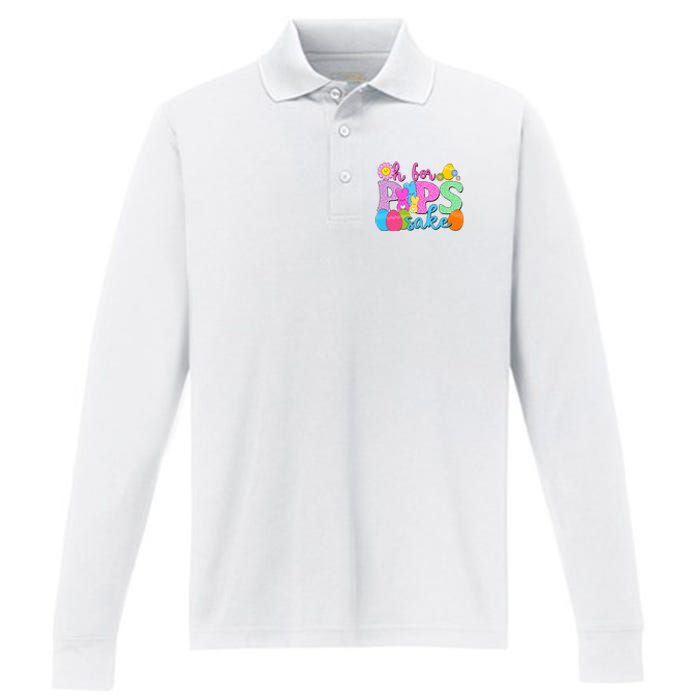 Cute Happy Easter Oh For Peeps Sake Marshmallow Bunnies Performance Long Sleeve Polo