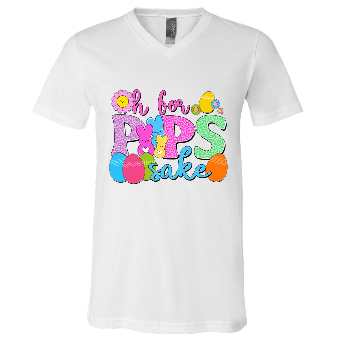Cute Happy Easter Oh For Peeps Sake Marshmallow Bunnies V-Neck T-Shirt