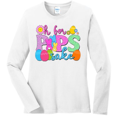 Cute Happy Easter Oh For Peeps Sake Marshmallow Bunnies Ladies Long Sleeve Shirt