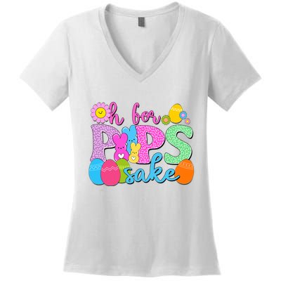 Cute Happy Easter Oh For Peeps Sake Marshmallow Bunnies Women's V-Neck T-Shirt