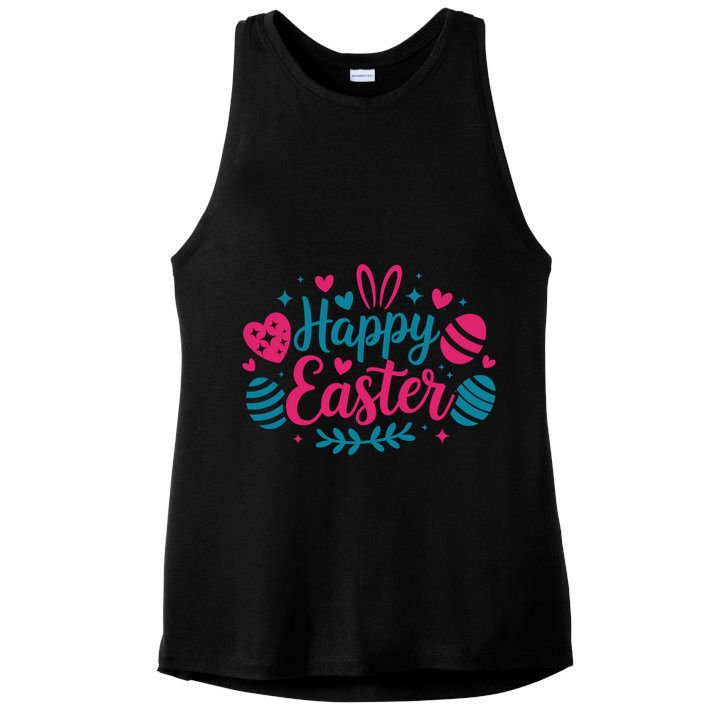 Cute Happy Easter Easter Sunday Ladies PosiCharge Tri-Blend Wicking Tank