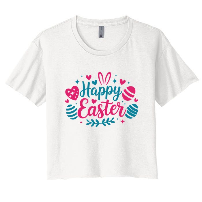 Cute Happy Easter Easter Sunday Women's Crop Top Tee