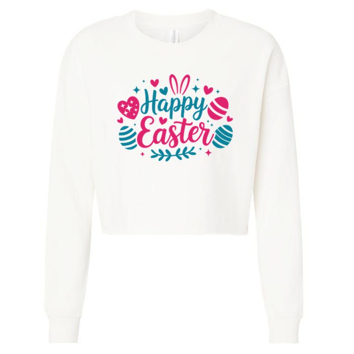 Cute Happy Easter Easter Sunday Cropped Pullover Crew