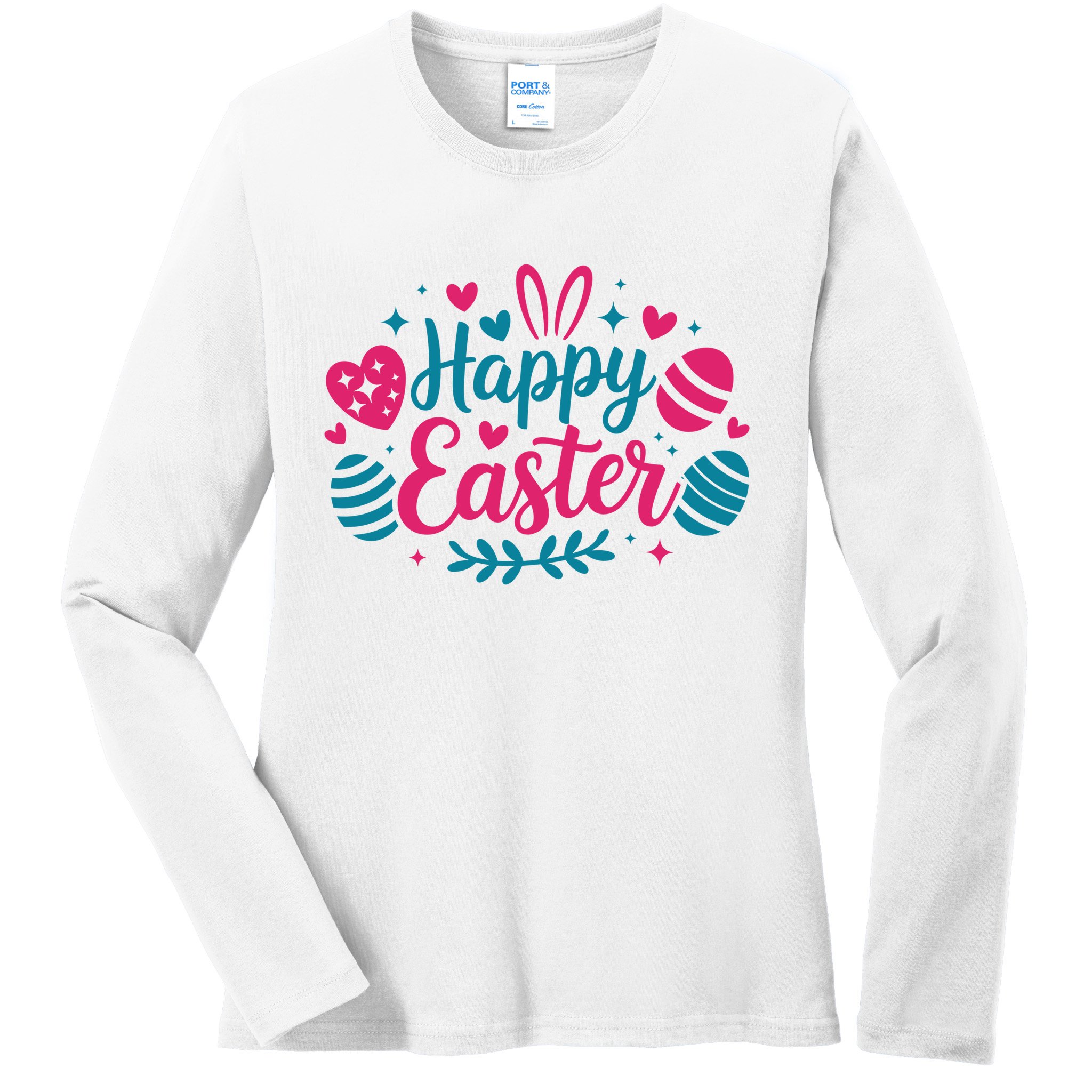 Cute Happy Easter Easter Sunday Ladies Long Sleeve Shirt