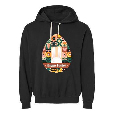 Cute Happy Easter Bunny Rabbit Egg Floral Flower Pattern Garment-Dyed Fleece Hoodie