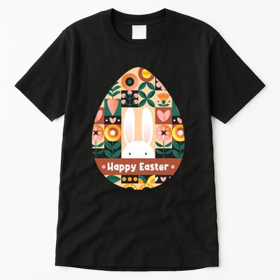 Cute Happy Easter Bunny Rabbit Egg Floral Flower Pattern Tall T-Shirt