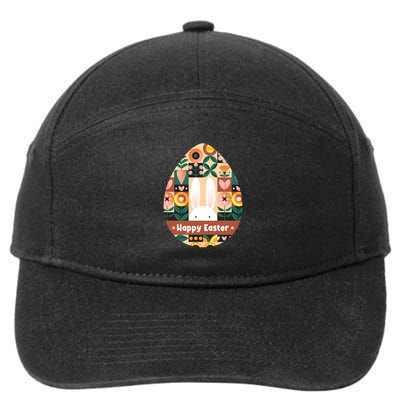 Cute Happy Easter Bunny Rabbit Egg Floral Flower Pattern 7-Panel Snapback Hat