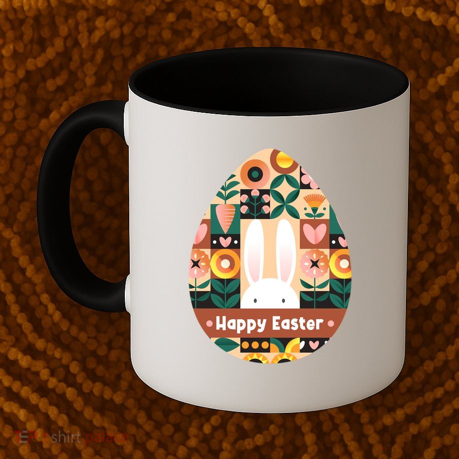Cute Happy Easter Bunny Rabbit Egg Floral Flower Pattern Mug