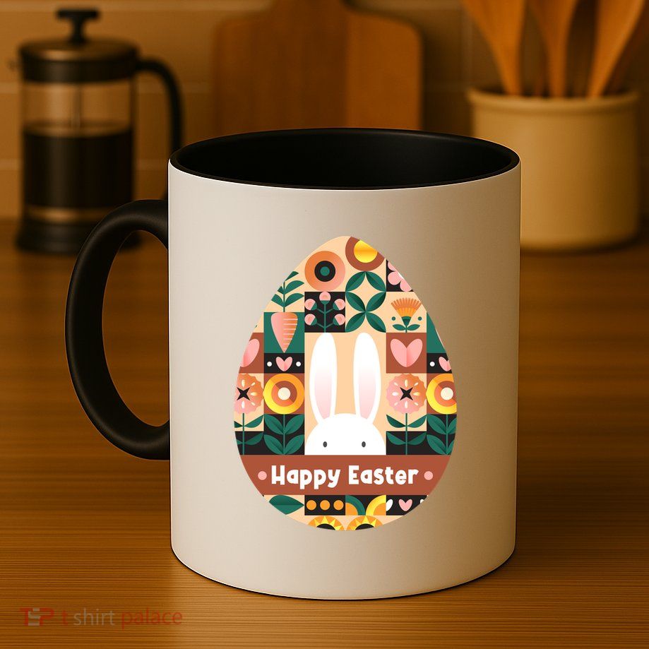 Cute Happy Easter Bunny Rabbit Egg Floral Flower Pattern Mug