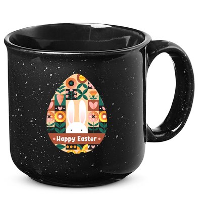Cute Happy Easter Bunny Rabbit Egg Floral Flower Pattern 15oz Campfire Ceramic Mug