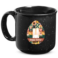 Cute Happy Easter Bunny Rabbit Egg Floral Flower Pattern 15oz Campfire Ceramic Mug