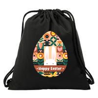 Cute Happy Easter Bunny Rabbit Egg Floral Flower Pattern Drawstring Bag
