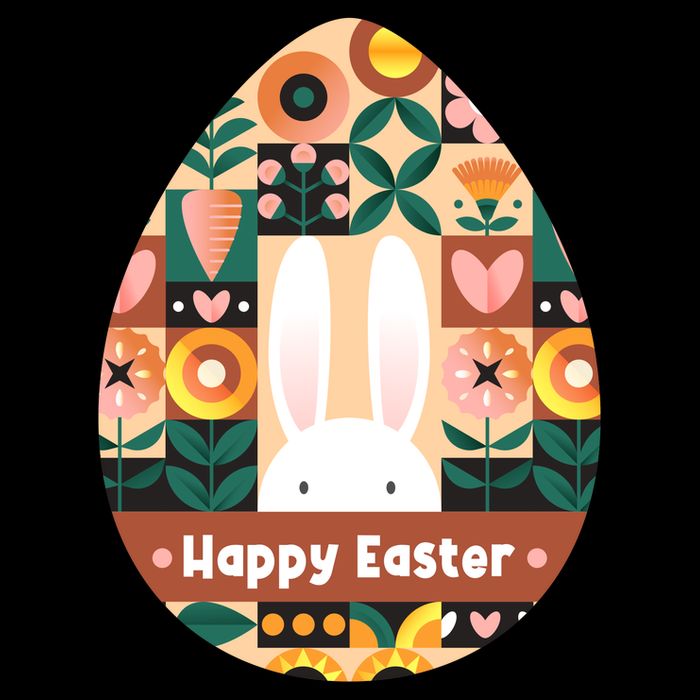 Cute Happy Easter Bunny Rabbit Egg Floral Flower Pattern Drawstring Bag