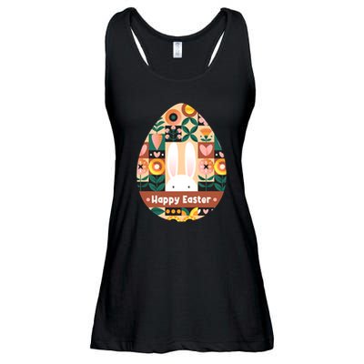 Cute Happy Easter Bunny Rabbit Egg Floral Flower Pattern Ladies Essential Flowy Tank