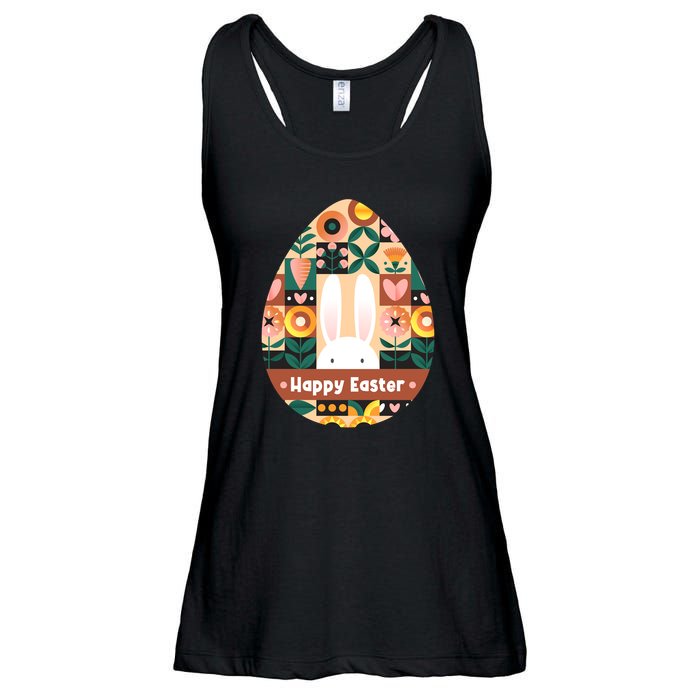 Cute Happy Easter Bunny Rabbit Egg Floral Flower Pattern Ladies Essential Flowy Tank