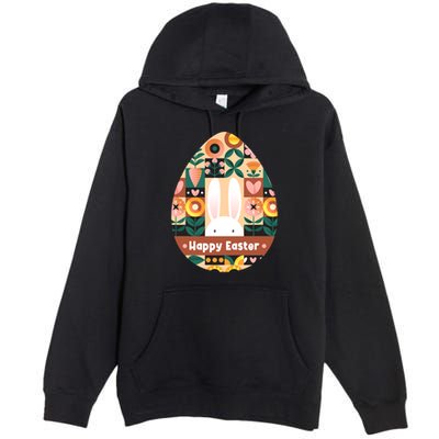 Cute Happy Easter Bunny Rabbit Egg Floral Flower Pattern Premium Pullover Hoodie
