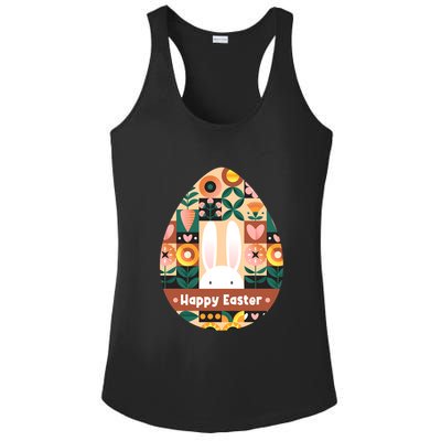 Cute Happy Easter Bunny Rabbit Egg Floral Flower Pattern Ladies PosiCharge Competitor Racerback Tank