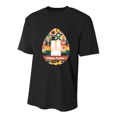 Cute Happy Easter Bunny Rabbit Egg Floral Flower Pattern Youth Performance Sprint T-Shirt