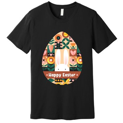 Cute Happy Easter Bunny Rabbit Egg Floral Flower Pattern Premium T-Shirt