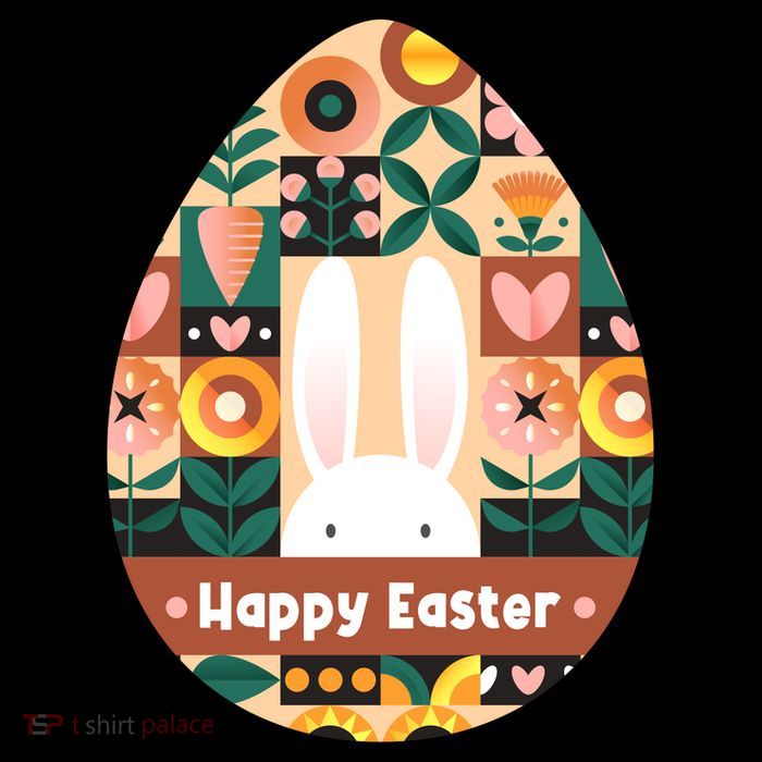 Cute Happy Easter Bunny Rabbit Egg Floral Flower Pattern Baby Bodysuit