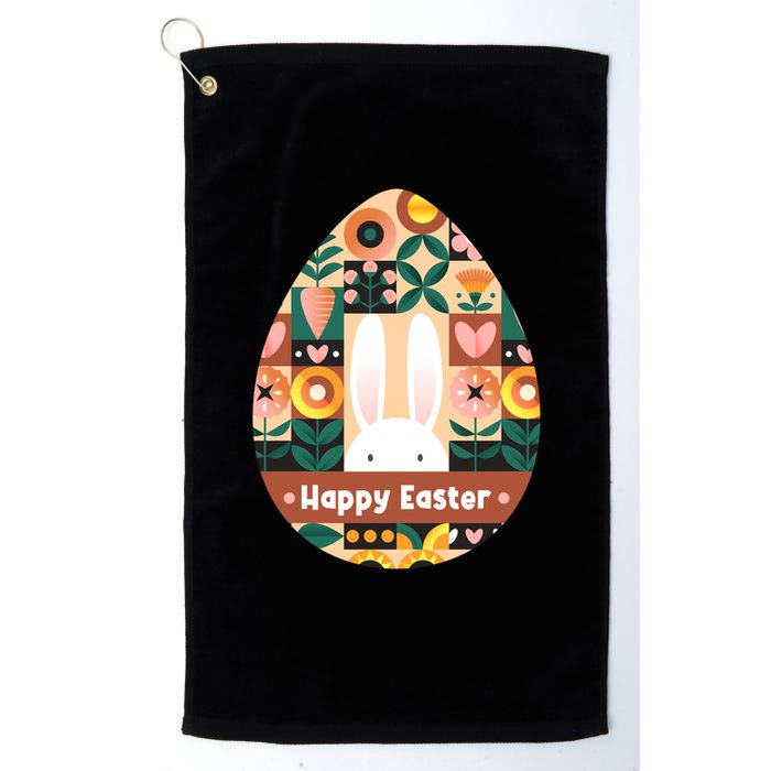 Cute Happy Easter Bunny Rabbit Egg Floral Flower Pattern Golf Towel