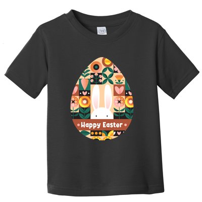 Cute Happy Easter Bunny Rabbit Egg Floral Flower Pattern Toddler T-Shirt