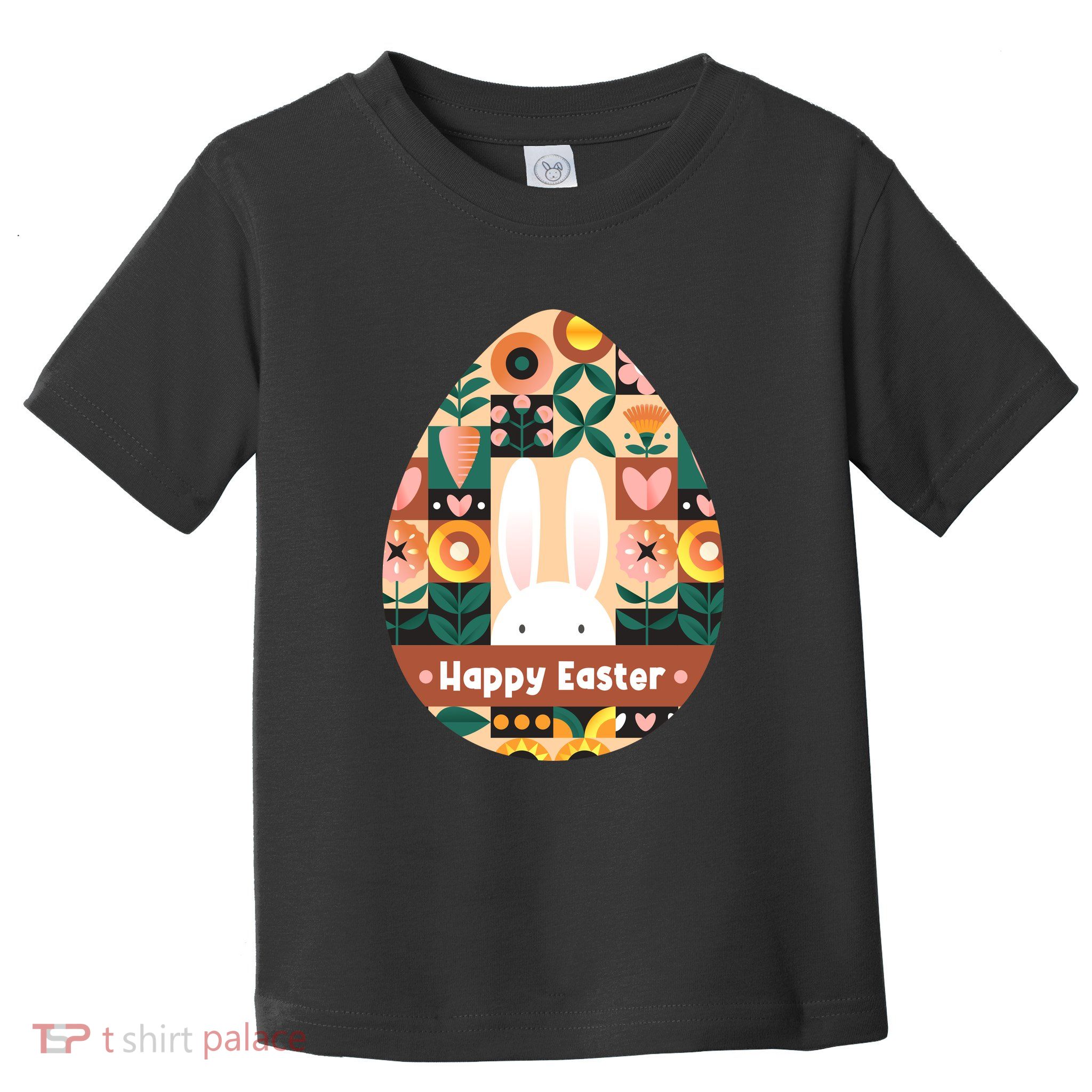 Cute Happy Easter Bunny Rabbit Egg Floral Flower Pattern Toddler T-Shirt