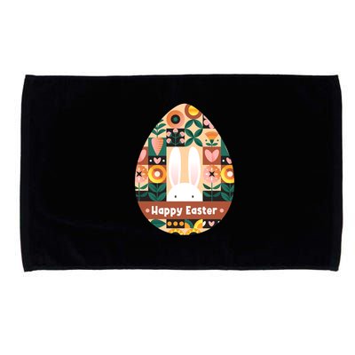 Cute Happy Easter Bunny Rabbit Egg Floral Flower Pattern Microfiber Hand Towel