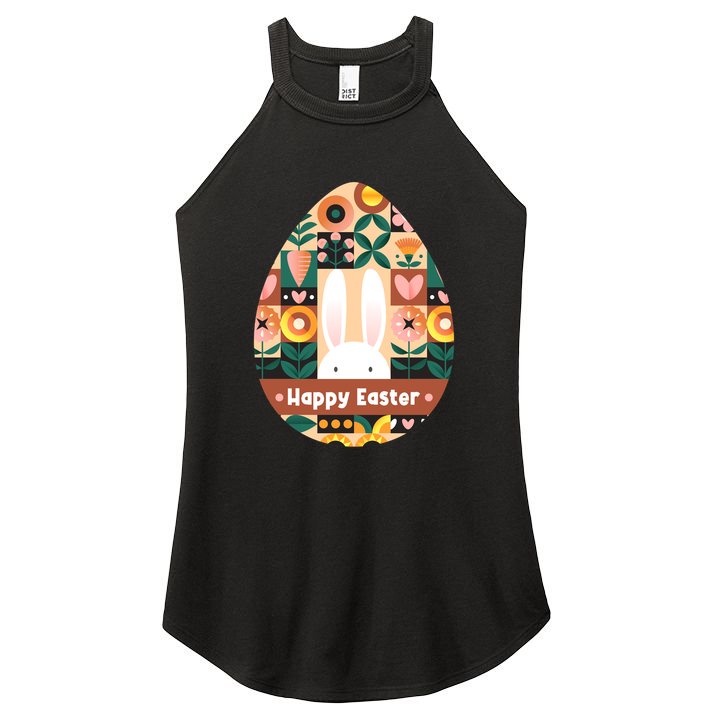 Cute Happy Easter Bunny Rabbit Egg Floral Flower Pattern Women's Perfect Tri Rocker Tank