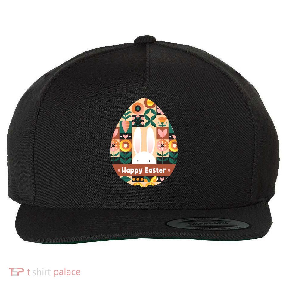 Cute Happy Easter Bunny Rabbit Egg Floral Flower Pattern Wool Snapback Cap