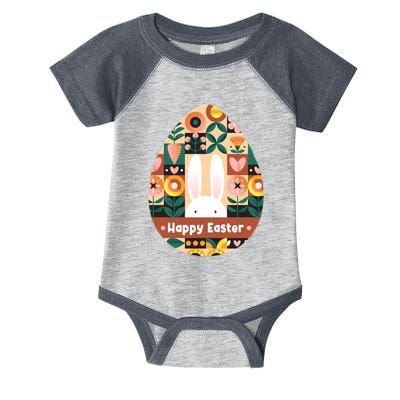Cute Happy Easter Bunny Rabbit Egg Floral Flower Pattern Infant Baby Jersey Bodysuit