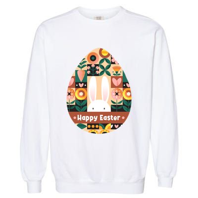 Cute Happy Easter Bunny Rabbit Egg Floral Flower Pattern Garment-Dyed Sweatshirt