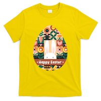Cute Happy Easter Bunny Rabbit Egg Floral Flower Pattern T-Shirt