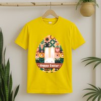 Cute Happy Easter Bunny Rabbit Egg Floral Flower Pattern T-Shirt