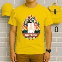 Cute Happy Easter Bunny Rabbit Egg Floral Flower Pattern T-Shirt