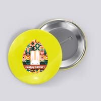 Cute Happy Easter Bunny Rabbit Egg Floral Flower Pattern Button