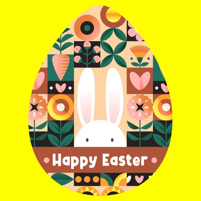 Cute Happy Easter Bunny Rabbit Egg Floral Flower Pattern Magnet