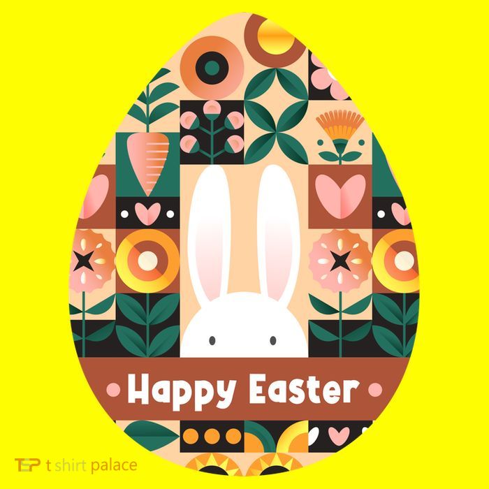 Cute Happy Easter Bunny Rabbit Egg Floral Flower Pattern Kids T-Shirt