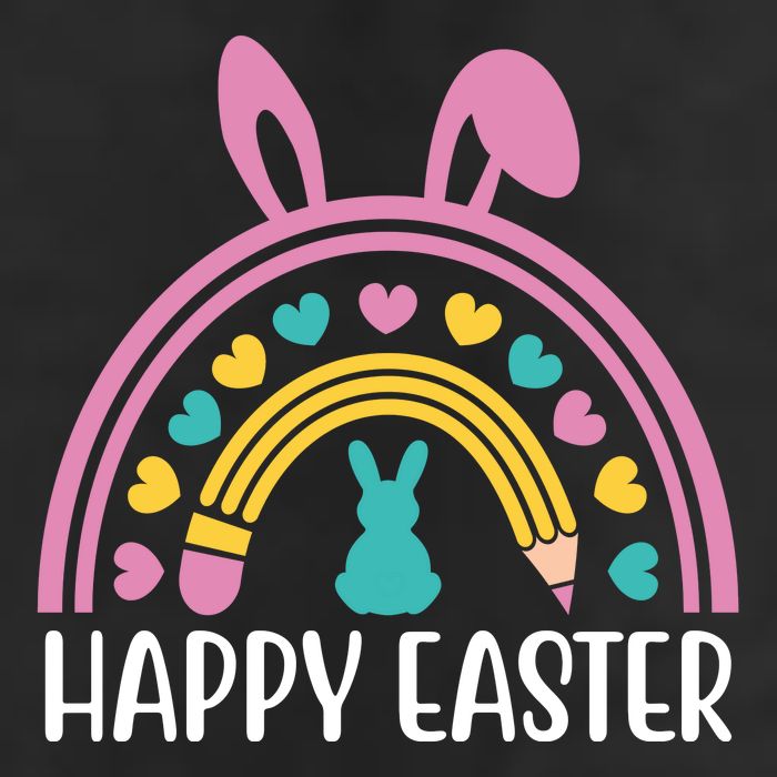 Cute Happy Easter School Teacher Student Bunny 7 Panel Mesh Trucker Snapback Hat