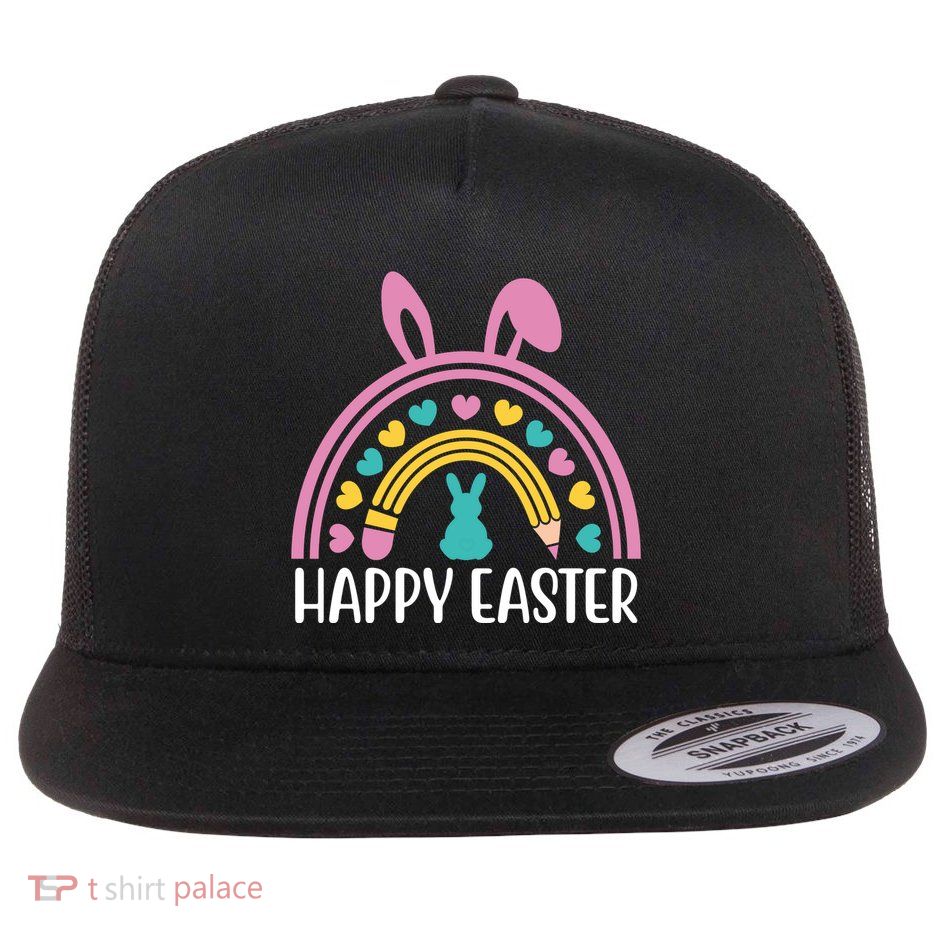 Cute Happy Easter School Teacher Student Bunny Flatbill Hat
