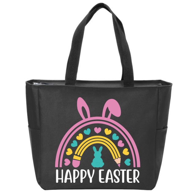 Cute Happy Easter School Teacher Student Bunny Zip Tote Bag