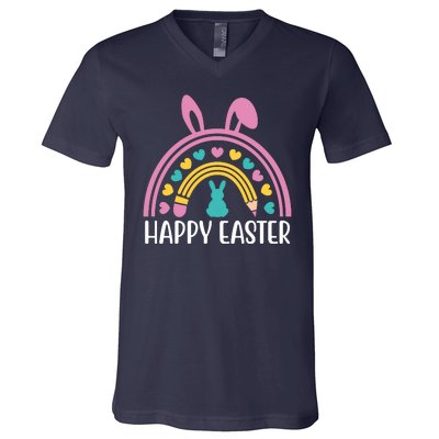 Cute Happy Easter School Teacher Student Bunny V-Neck T-Shirt