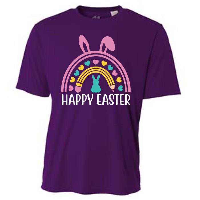 Cute Happy Easter School Teacher Student Bunny Cooling Performance Crew T-Shirt